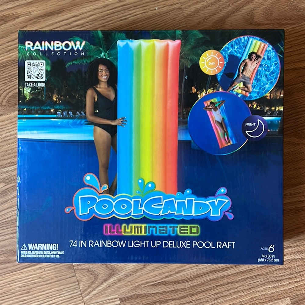 Pool CAndy illuminated 74" rainbow light up deluxe pool raft